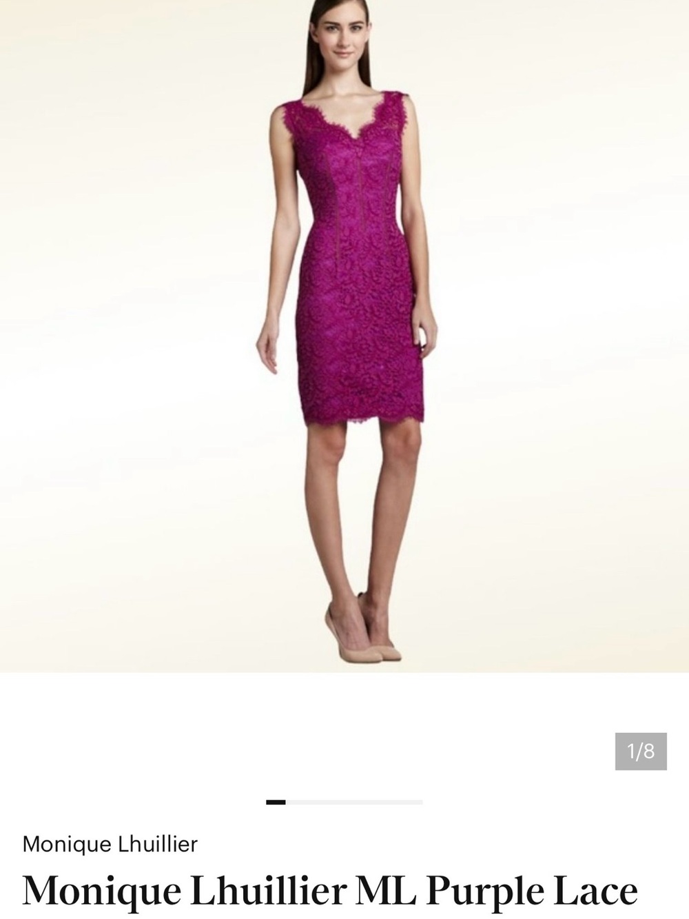 Monique Lhuillier ML Purple Lace Sheath Dress size 4